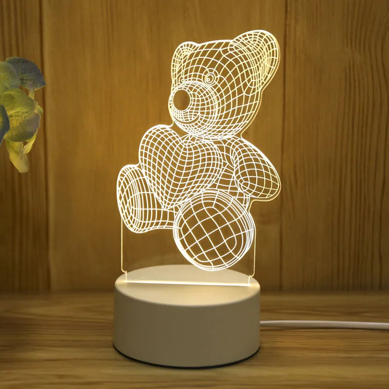 Romantic Love 3D Acrylic Led Lamp for Home Children's Night Light