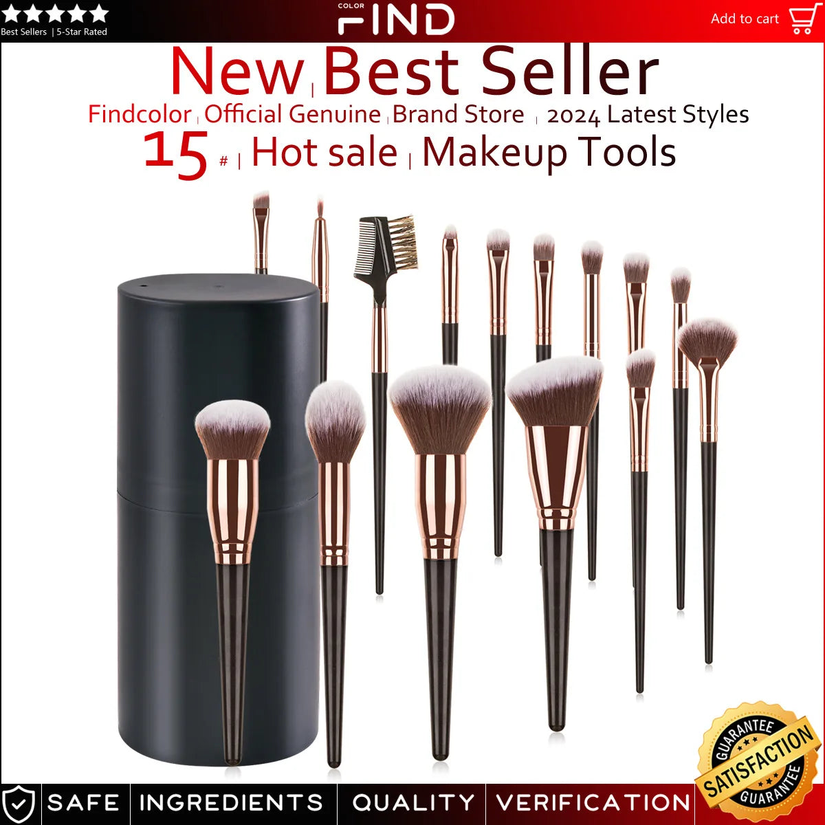 15PCS Makeup Brushes Set for Women Cosmetic Foundation Powder