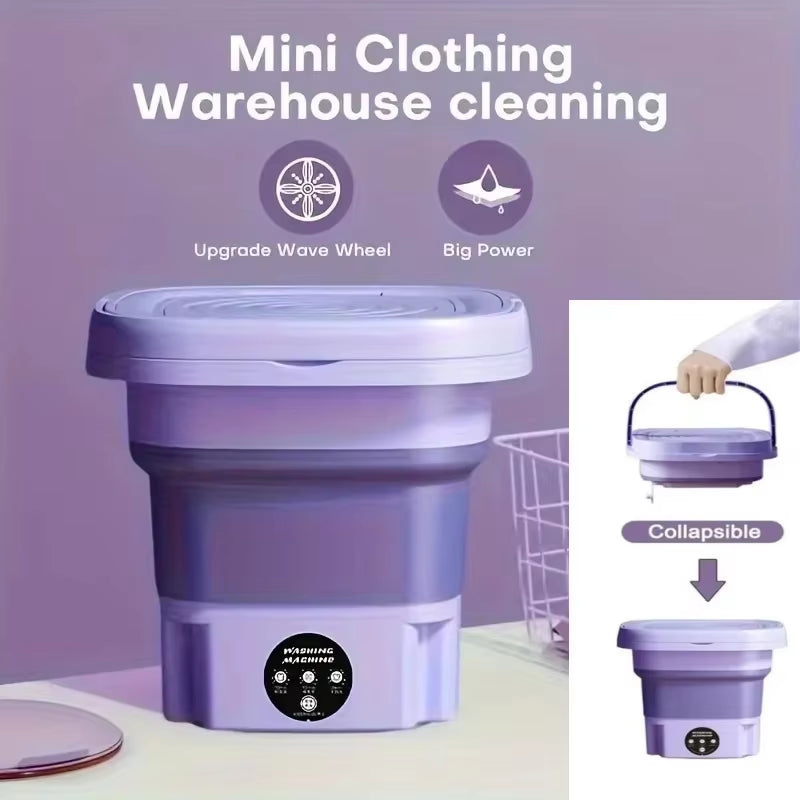 8L Portable Folding Washing Machine Bucket for Clothes Socks Underwear Cleaning Washer Portable Small Travel Washing Machine