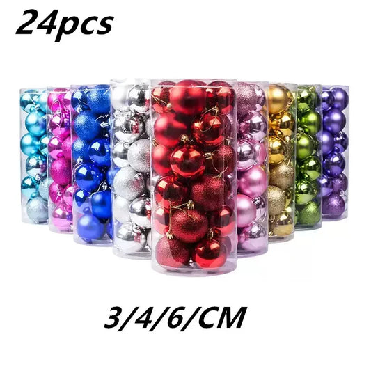 24Pcs Christmas Tree Balls Multicolor Xmas Ball Decorations