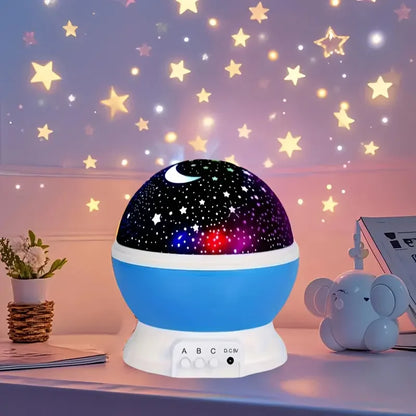 USB powered starry night light projector with moon and stars -360 °