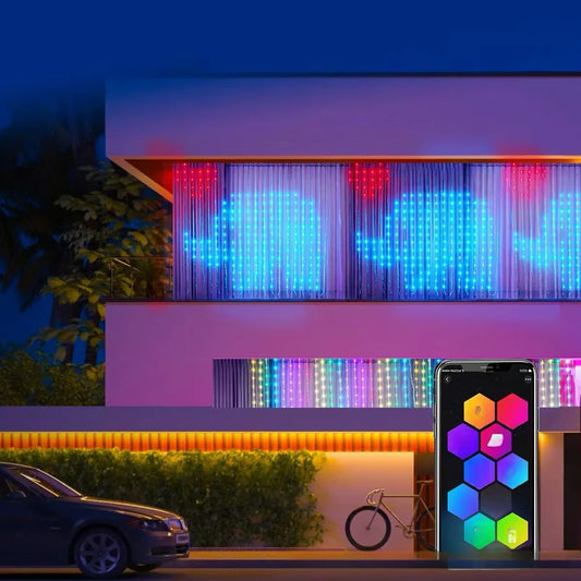 RGBIC LED Curtain Lights with USB And Bluetooth