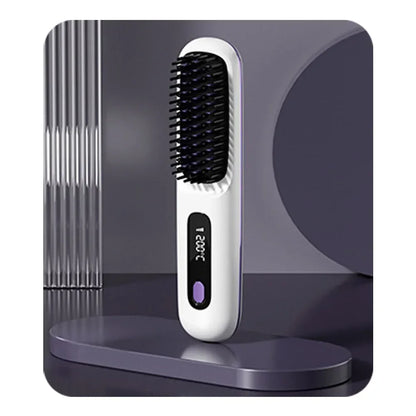 Electric LCD Usb Ceramic Heating Straight Hair Comb Wireless Portable
