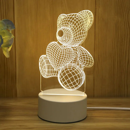 Romantic Love 3D Acrylic Led Lamp for Home Children's Night Light