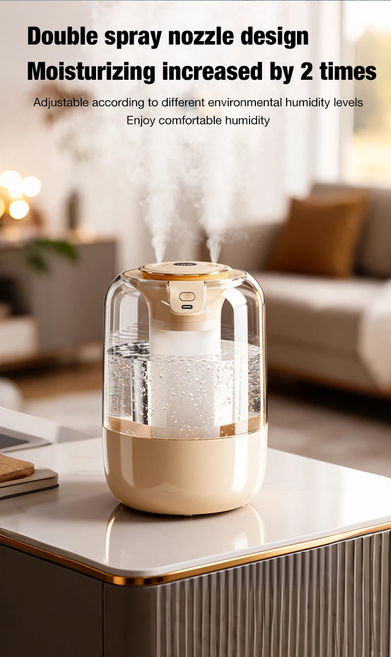 2200ML Air Humidifier USB Double Spray Port Mist Spray Heavy Fog Aroma