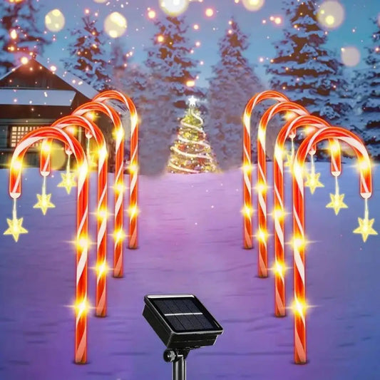 8pcs/set solar powered garden cane lights, 8-function waterproof