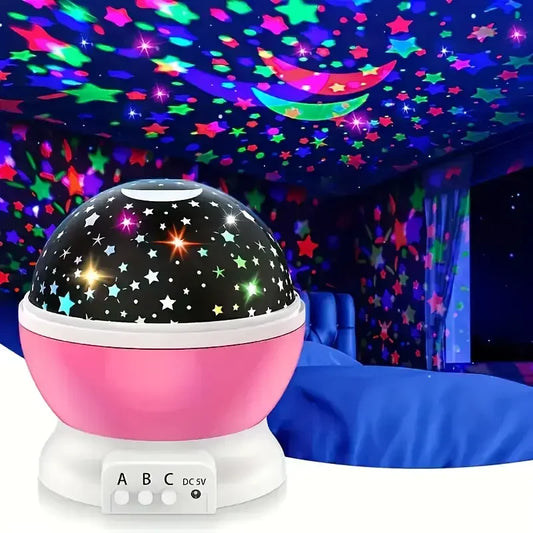 USB powered starry night light projector with moon and stars -360 °
