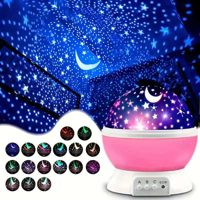 USB powered starry night light projector with moon and stars -360 °