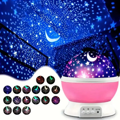USB powered starry night light projector with moon and stars -360 °