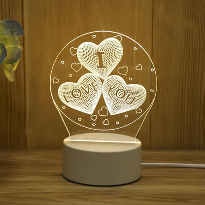 Romantic Love 3D Acrylic Led Lamp for Home Children's Night Light