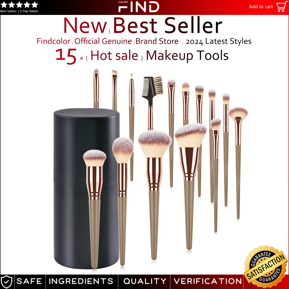 15PCS Makeup Brushes Set for Women Cosmetic Foundation Powder