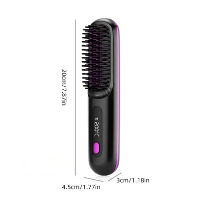 Electric LCD Usb Ceramic Heating Straight Hair Comb Wireless Portable