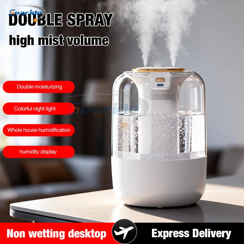 2200ML Air Humidifier USB Double Spray Port Mist Spray Heavy Fog Aroma