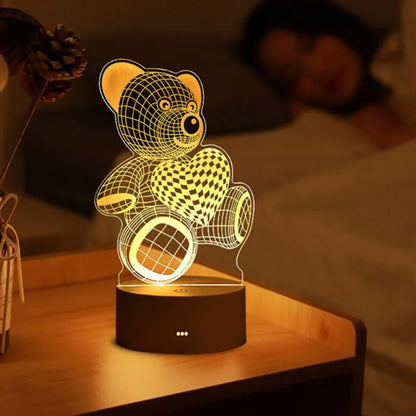 Romantic Love 3D Acrylic Led Lamp for Home Children's Night Light