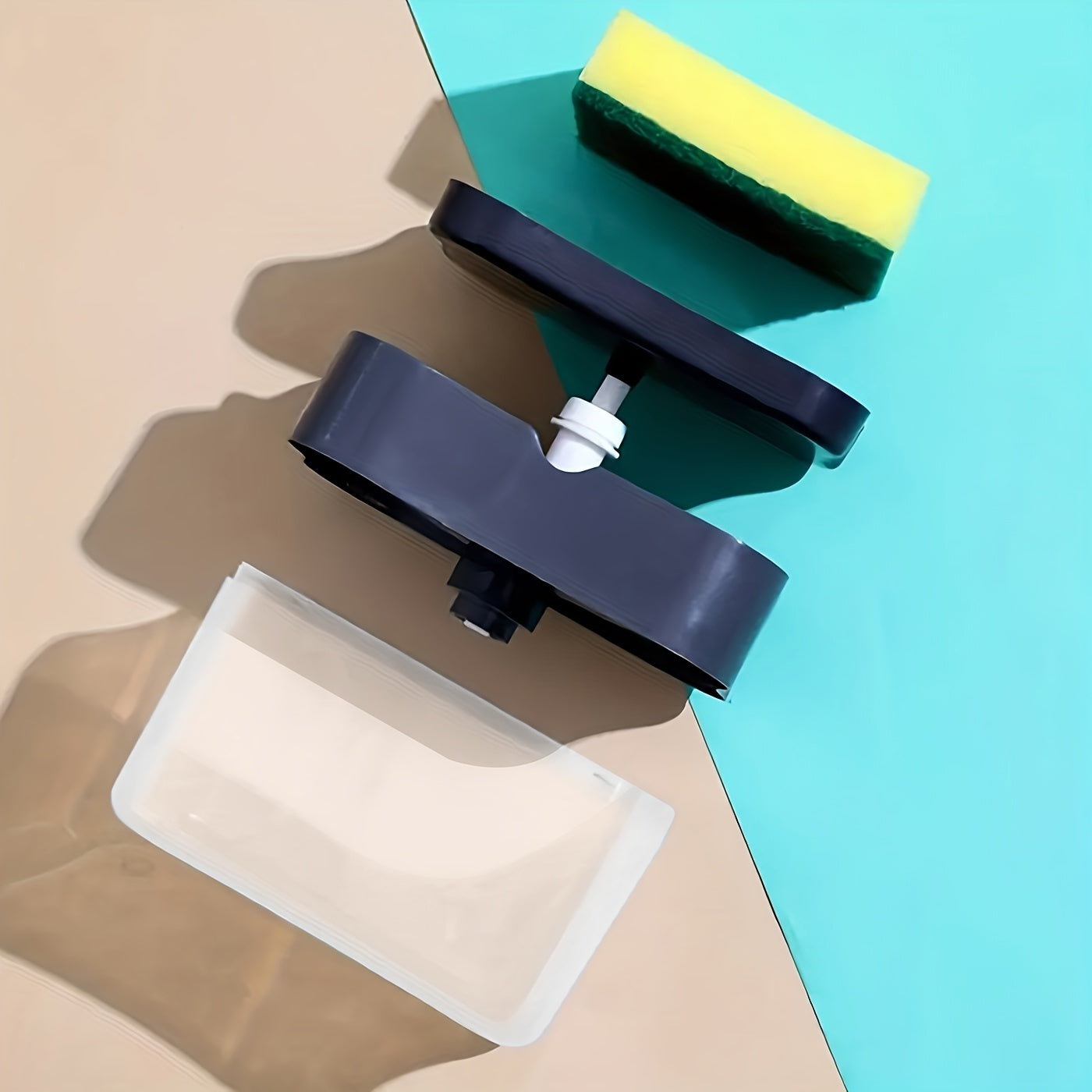 1pc Modern ABS Plastic Dish Soap Dispenser with Sponge Holder